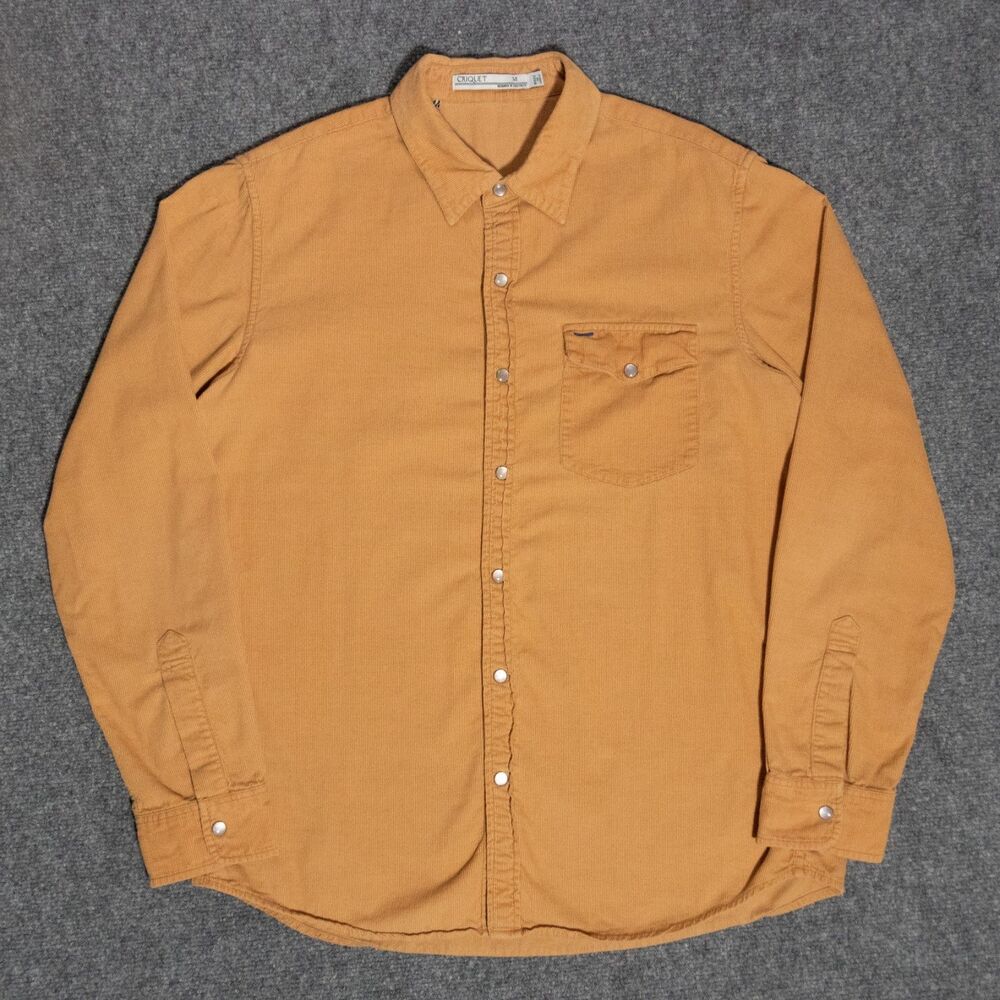 Criquet Corduroy Pearl Snap Button Up Shirt Mens Medium Camel Western Cowboy